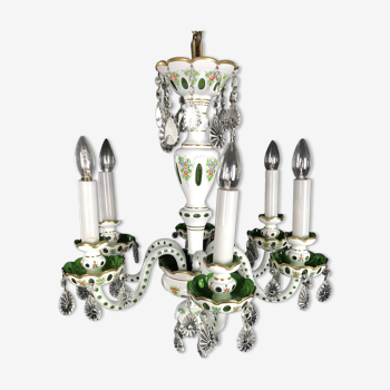 White overlay glass chandelier