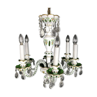 White overlay glass chandelier