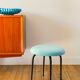 Black iron stool and boiled wool, turquoise blue, 1960