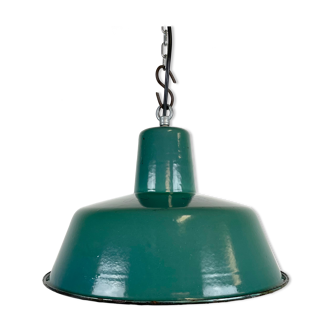 Industrial Green Enamel Pendant Lamp, 1960s