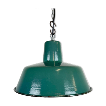 Industrial Green Enamel Pendant Lamp, 1960s