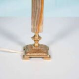 Vintage bedside lamp from the sixties, brass and natural stone Boho.