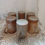 6 stoneware mugs / cups / tankards