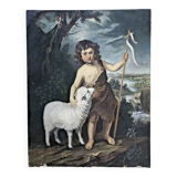 Painting Oil on canvas after Murillo Saint Jean Batiste early 20th century