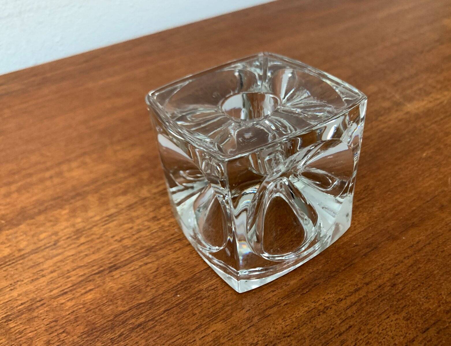 German glass cube ice candle holder by Peill & Putzler, 1970s.