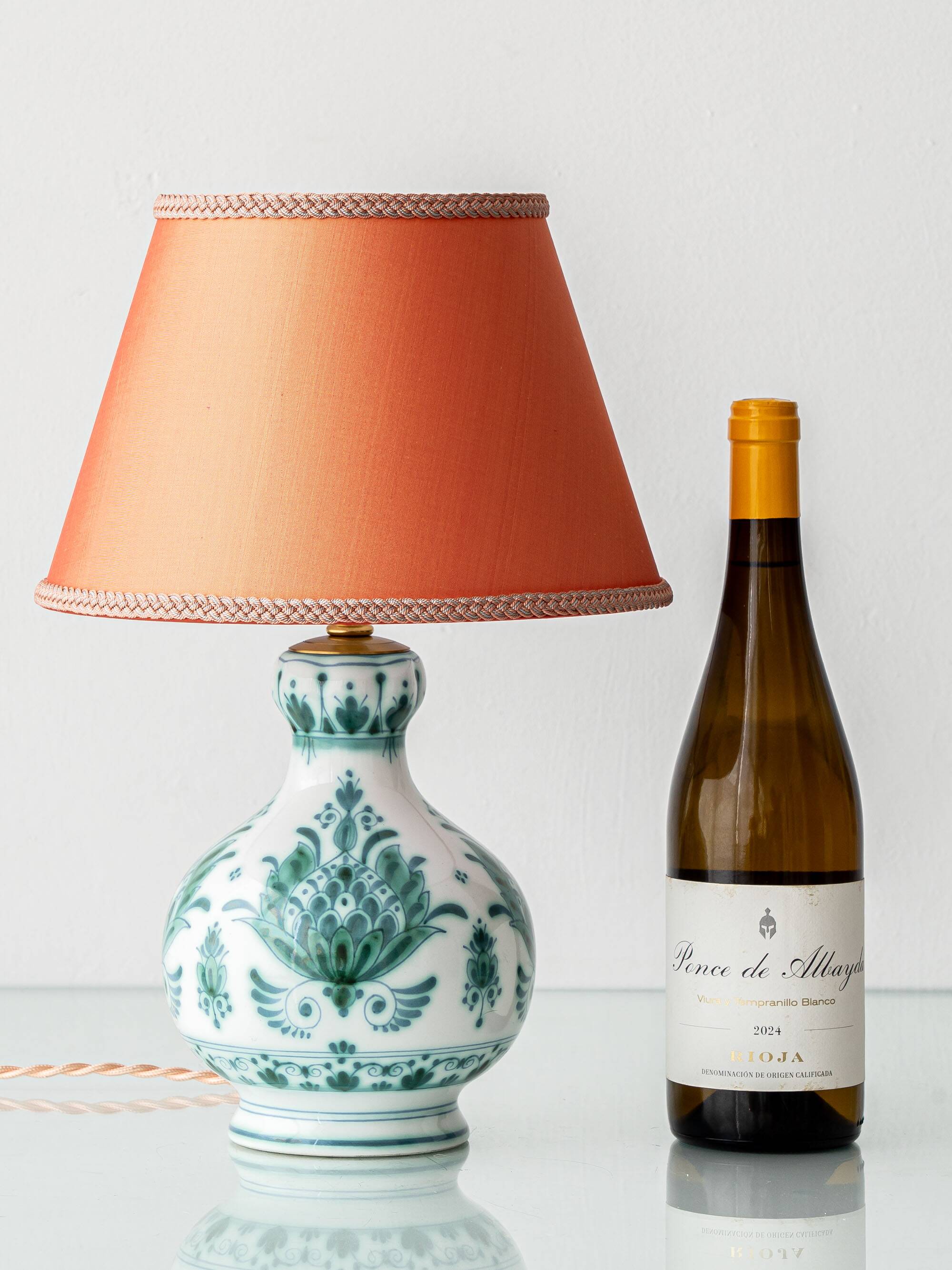 Lampe de table en céramique botanique Delvert Teal Royal Delft, 1970