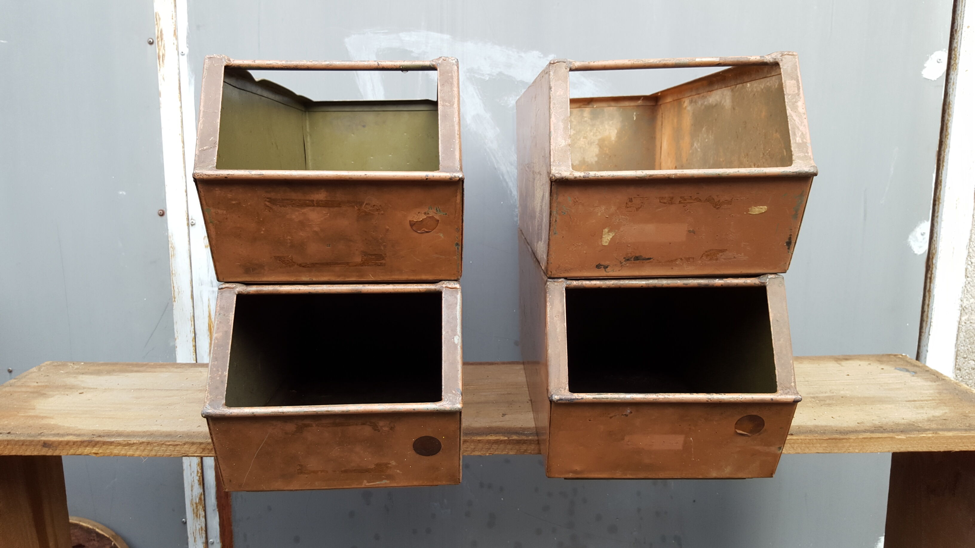 Set of 4 industrial metal lockers