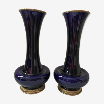 Pair of ancient king blue vases