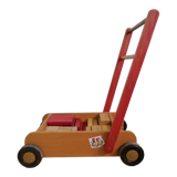 Chariot de marche avec bac à jouets en bois