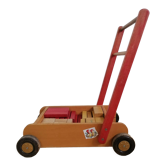 Chariot de marche avec bac à jouets en bois