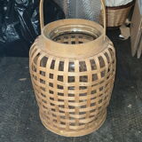 Rattan basket and glass