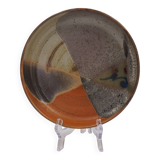 Plat en grès orange, marron et beige
