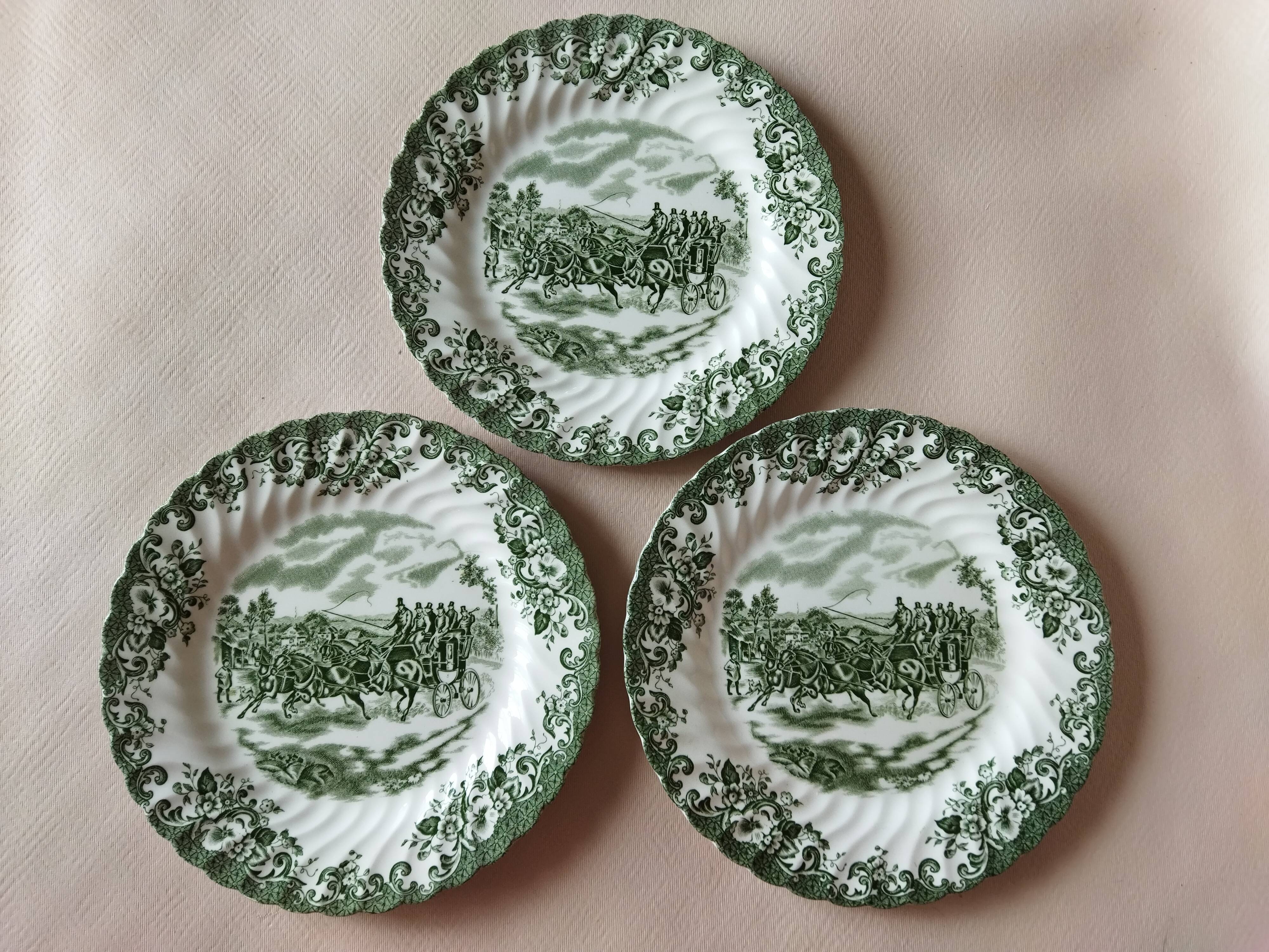 8 Johnson Bros "Coaching Scenes" English dessert plates