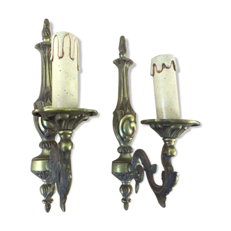 Pair bronze sconces