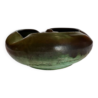 Cendrier Jean Marais – Vallauris – céramique émaillée verte signée