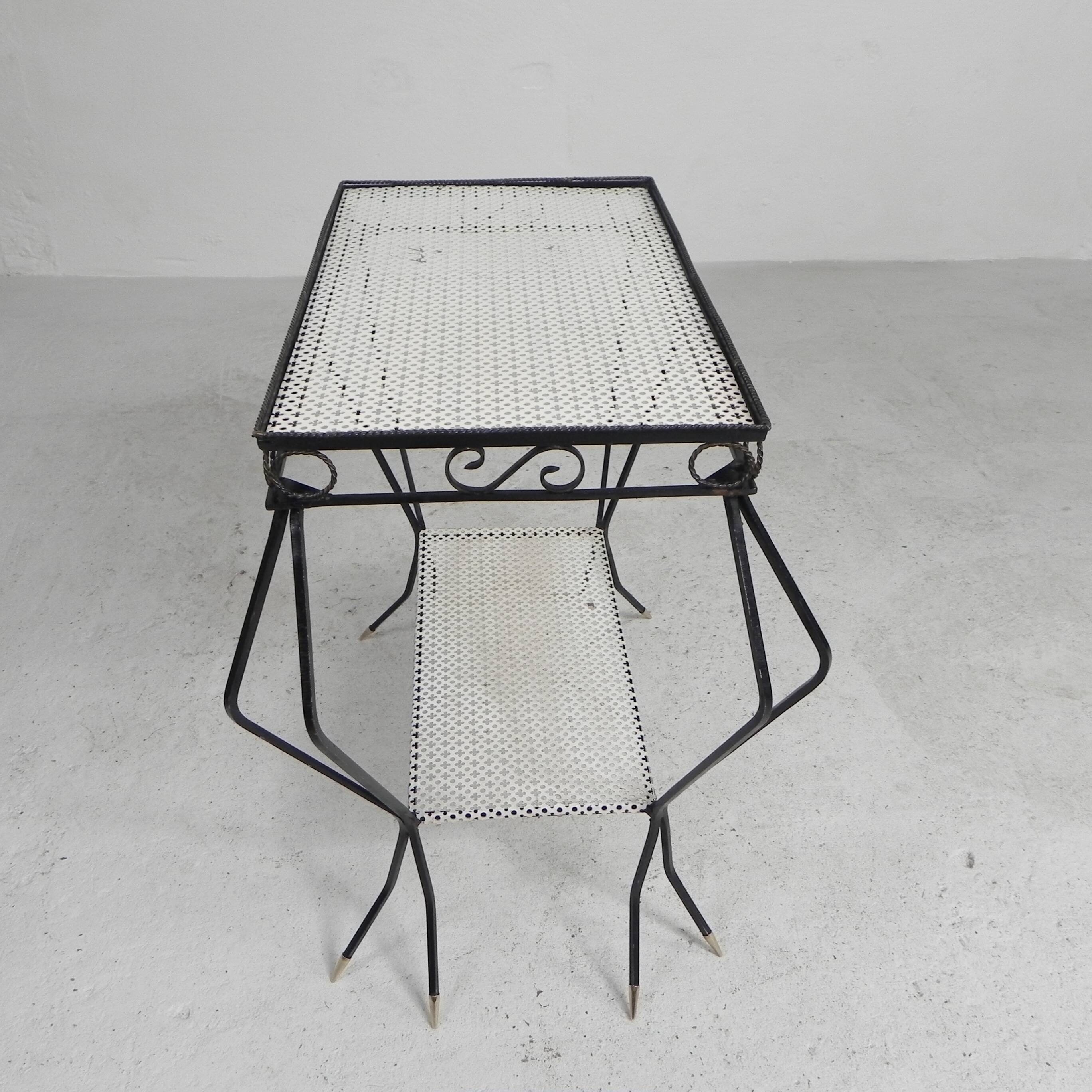 Vintage sculptural steel, (Mategot style) side table, 1950s