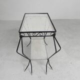 Vintage sculptural steel, (Mategot style) side table, 1950s