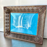 Antique Metal Picture Frame in Baroque style convex glass