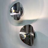 Paire de lampes murales "Folio", style spatial, métal chromé, Italie, 1970