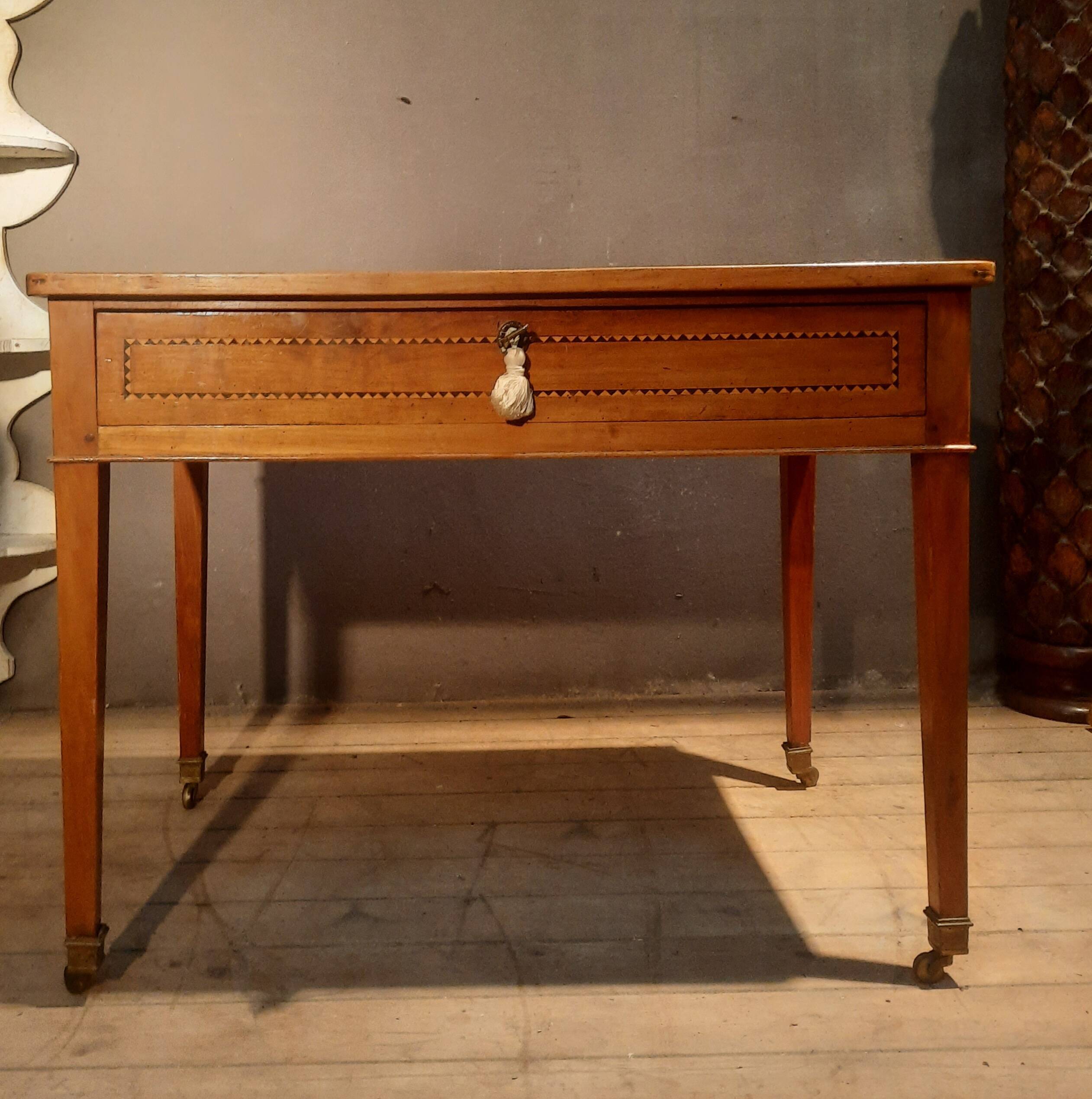 Yellow wooden writing table