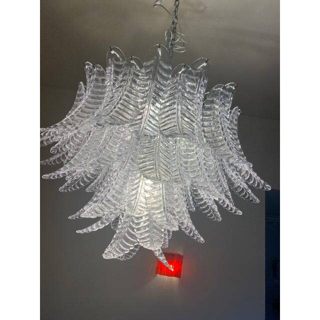 Murano Glass Chandelier With Clear Palm Italian Handmade Kromo