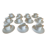 11 Bernardaud Limoges white and gold cups and saucers