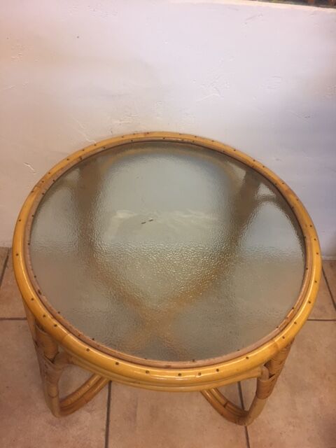 Rattan coffee table with glass top