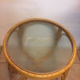 Rattan coffee table with glass top