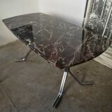 Table, chrome foot, red marble