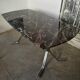 Table, chrome foot, red marble