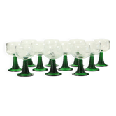 Lot de 11 verres à vin vintage Luminarc Roemer à base côtelée verte