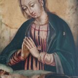 Antique painting on copper - 17th/18th century - Virgin and Child asleep