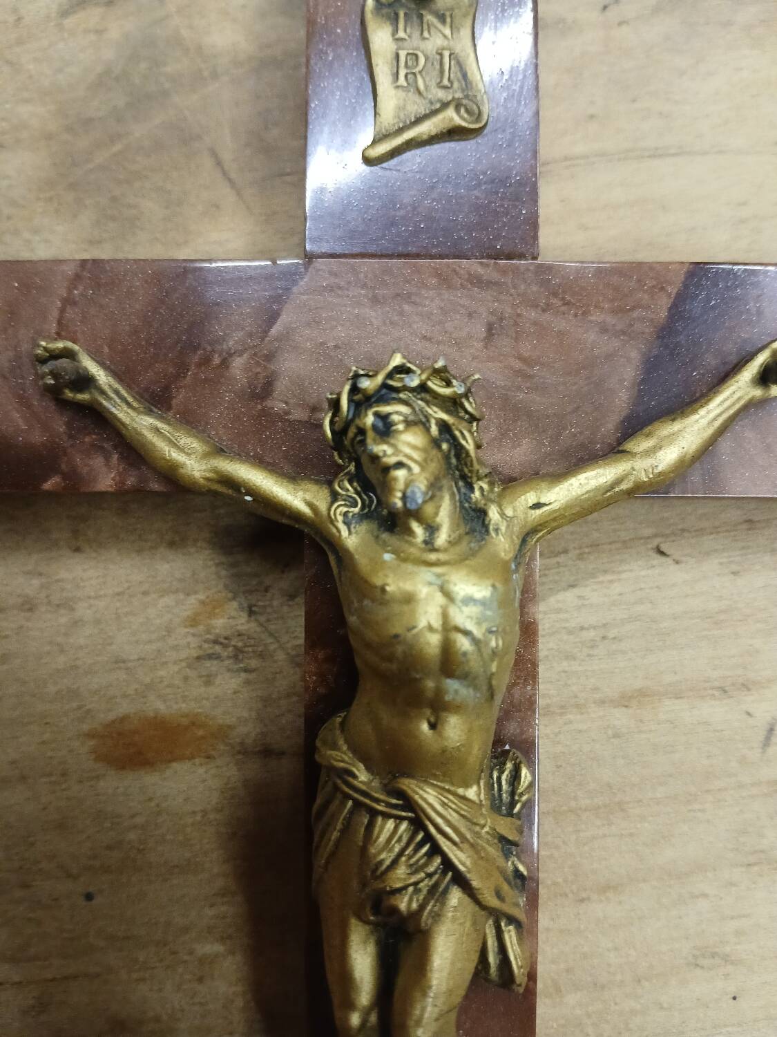 Antique wooden and metal crucifix