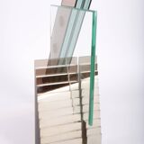 80s lamp in glass plates and mirrors, signed and numbered