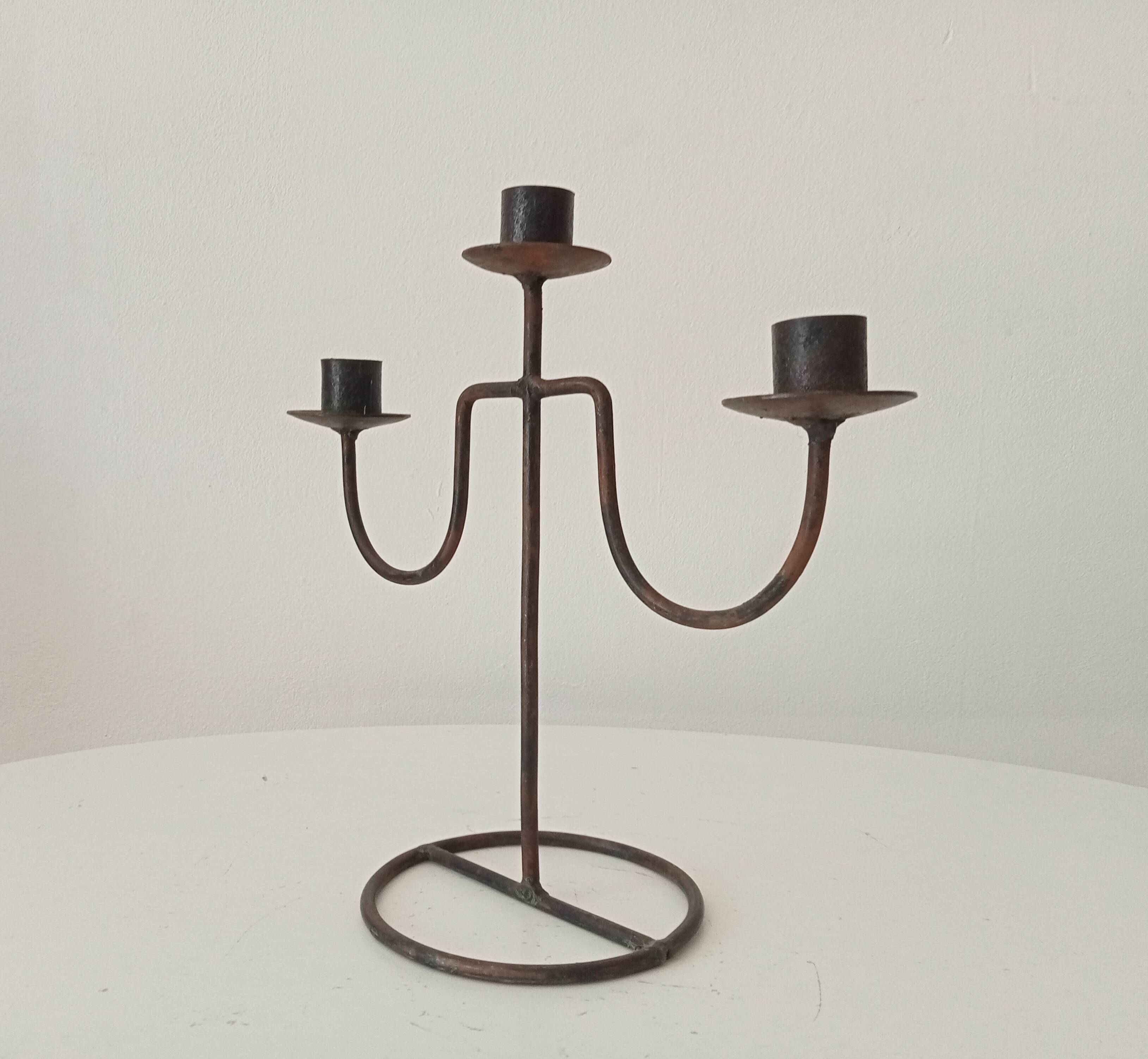 Vintage brutalist wrought iron chandelier