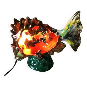 ‘Lampe veilleuse  en céramique de Vallauris forme poisson