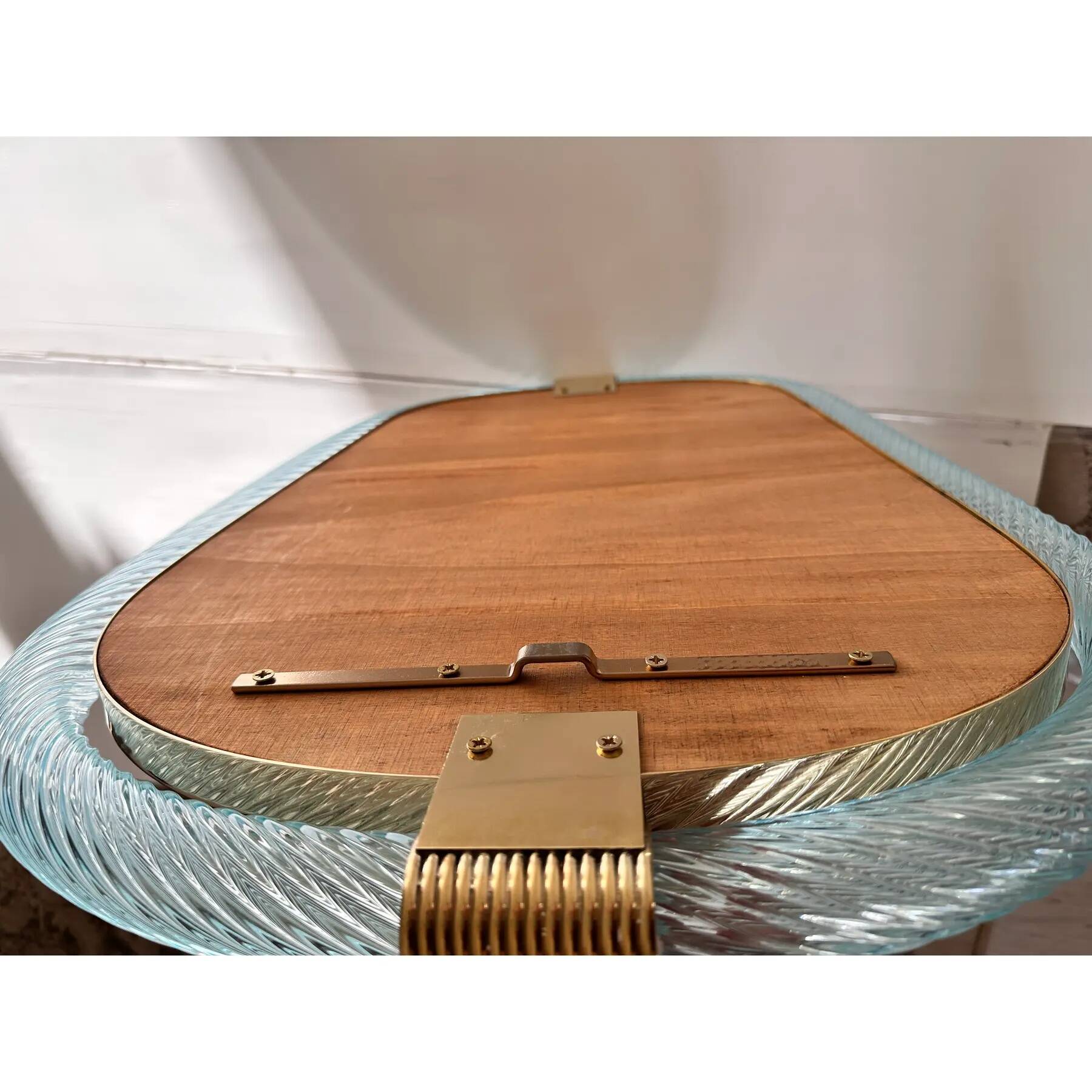 Elegant Venetian Azure Mirror with Murano Glass Torciglione Torchon