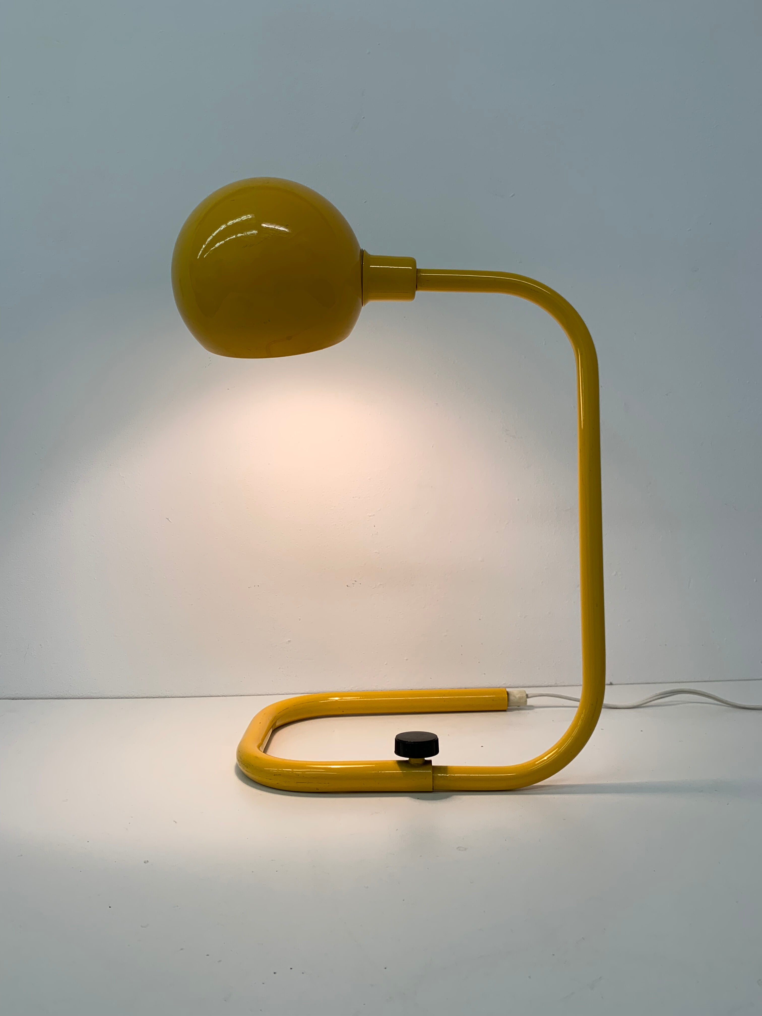 Mid-century design yellow tubular table lamp, 1970’s