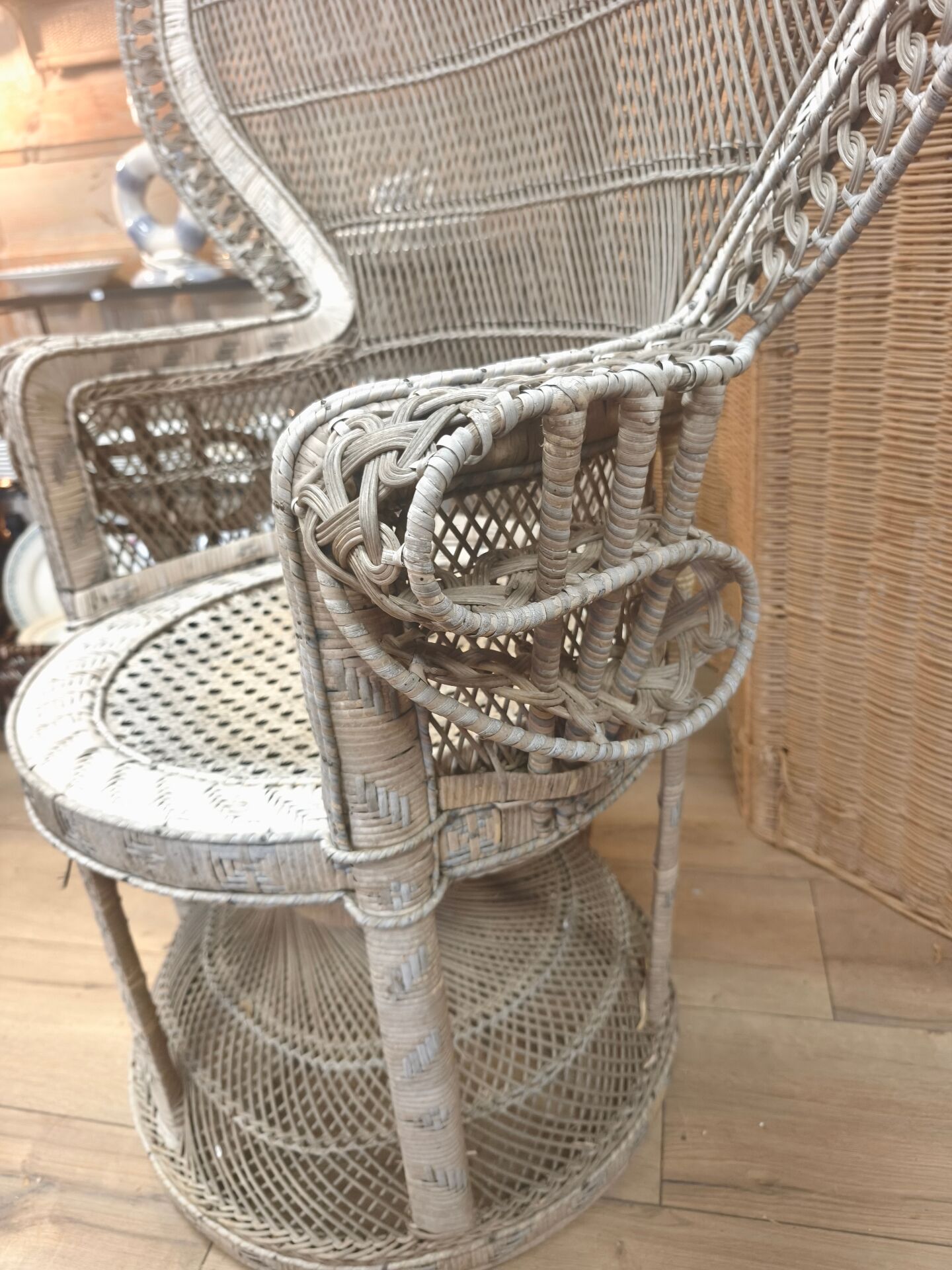 Antique armchair in rattan and wicker