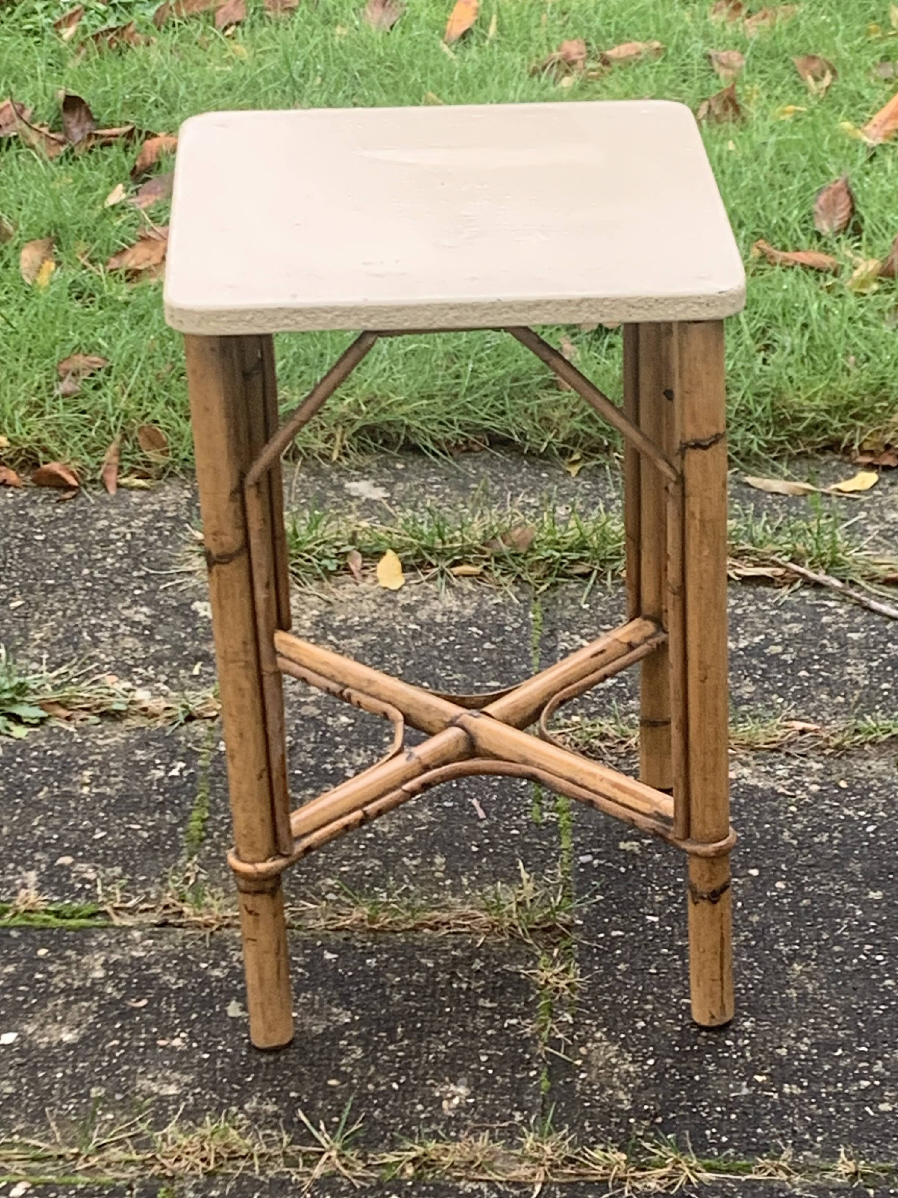 Vintage rattan and wicker side table, bedside table, side table