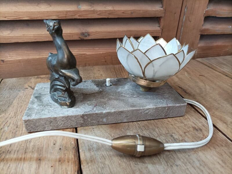 Bedside lamp with marble base