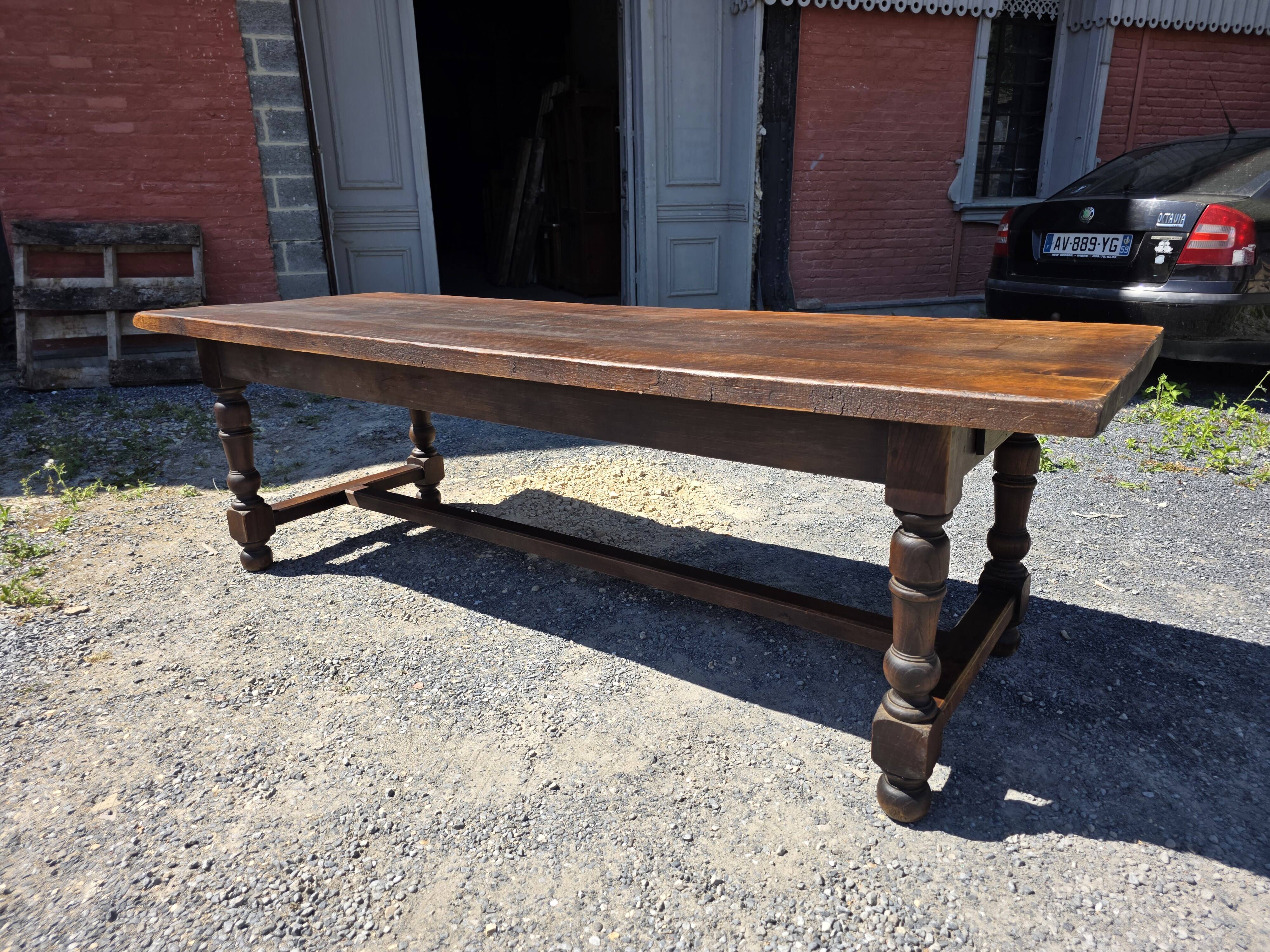 Table de ferme en chêne massif,  250 × 87cm