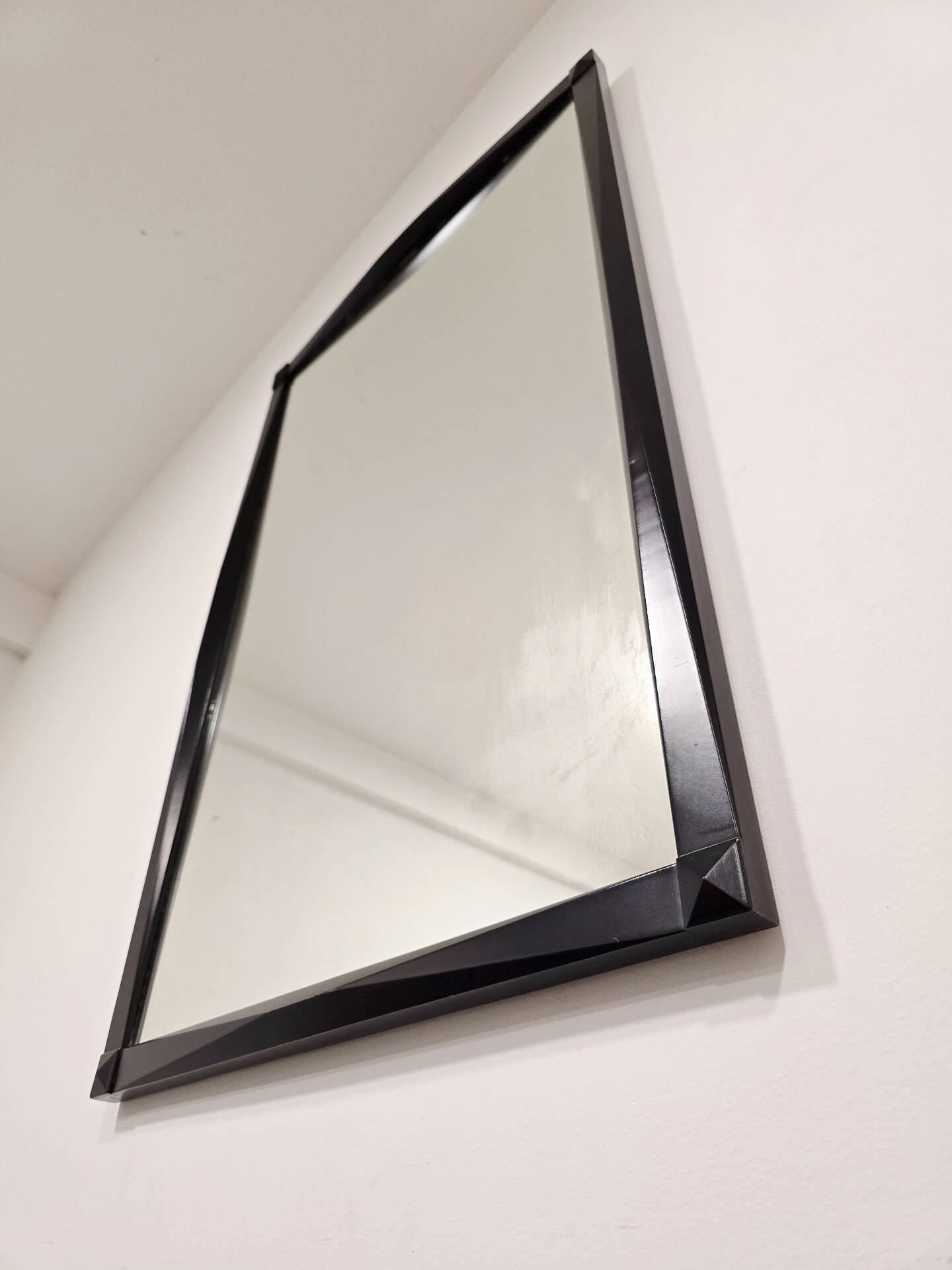 Vintage 1970s Wall Mirror with Black Wooden Frame