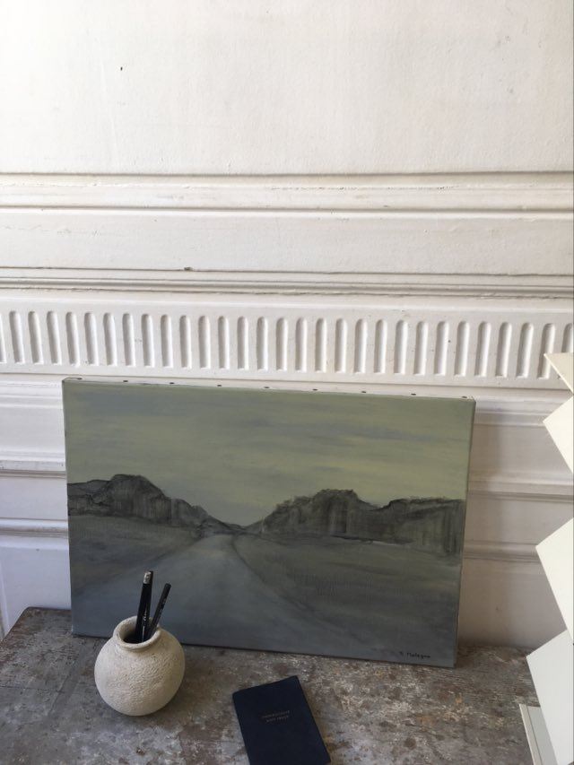 Oil painting on canvas meditative landscape