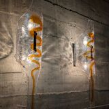 Pair of Murano Glass Sconces XXL Att. Toni Zuccheri for Mazzega 1970s