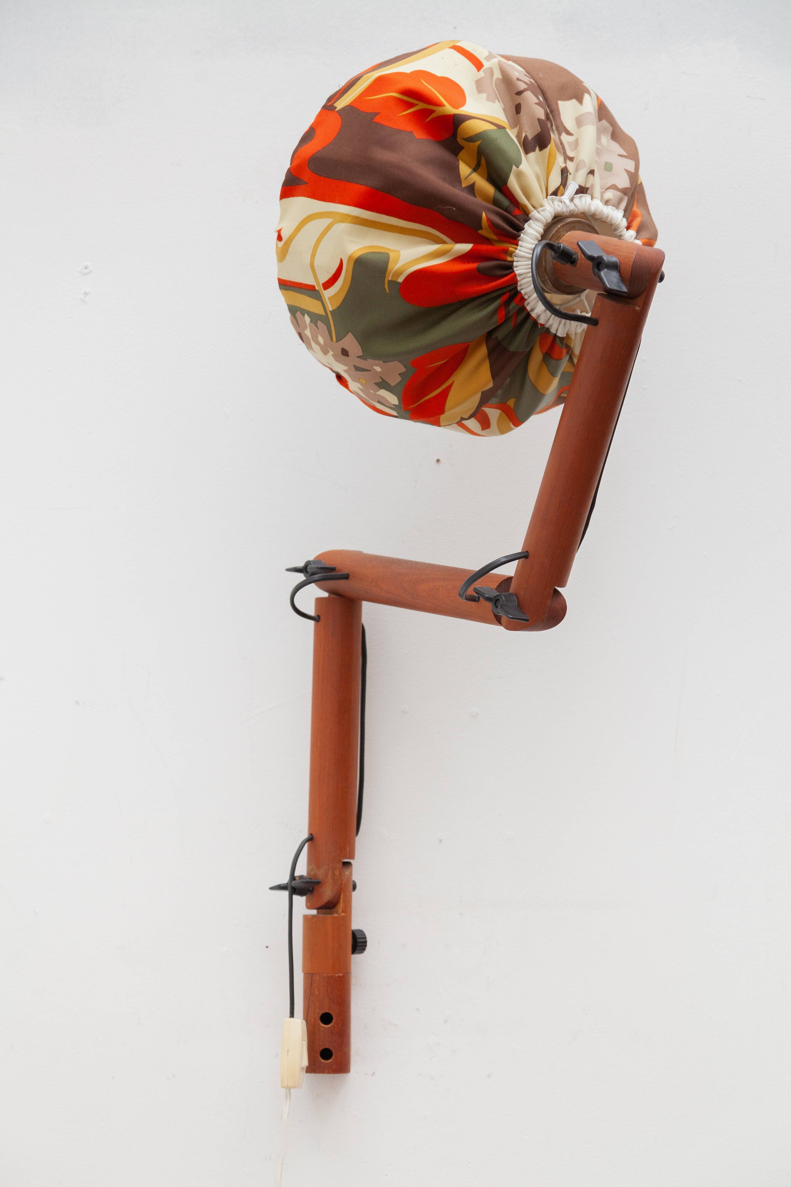 Swing Arm Teak Wall Lamp, 1970s Designed by Uno & Östen Kristiansson for Luxus