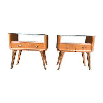 Pair of bedsides in cherry 1950s
