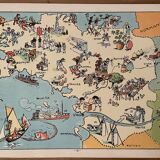 Old illustrated map of Brittany - JP Pinchon