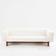 Italian Brutalist sofa in walnut and chenille velvet circa 1960