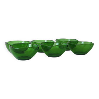 Set of 6 translucent green cups